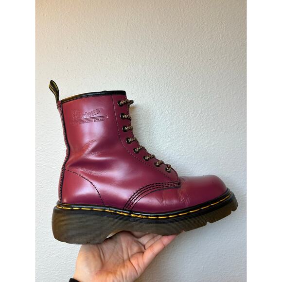Vintage Dr Martens 8795 RED MADE IN ENGLAND leather Metallic boots England WM 8 - Picture 2 of 12